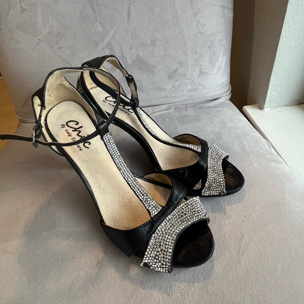 Black‎ and Silver Women's Heels 7.5